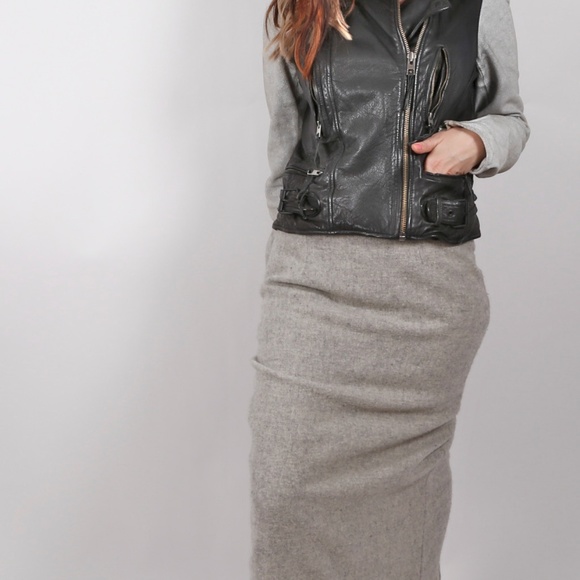 ALL SAINTS Black Leather Suede Gray Biker Jacket - Picture 8 of 13